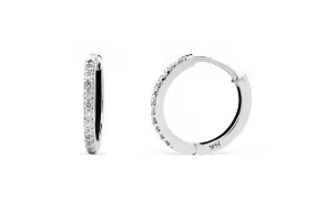 0.24 CT TW Round Diamond Hoop Earrings 14K White Gold DER011