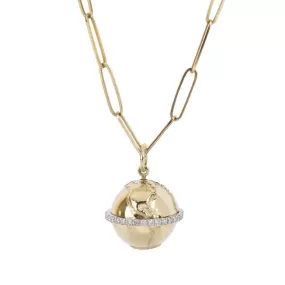 10K Gold Medium Atlas Pendant with Pave Diamond Equator