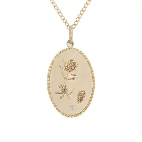 10K Gold Medium Protea Pendant with Diamond Detail