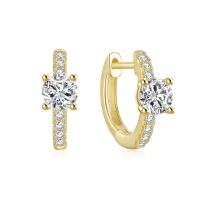 Classic Four Claw Solitaire Bezel Huggie Earrings