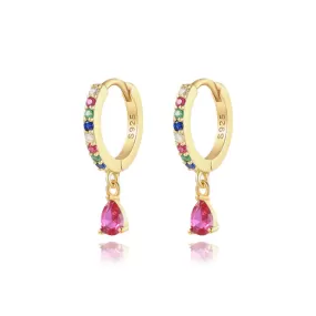 Colorful CZ Diamond Huggie Hoop Earrings