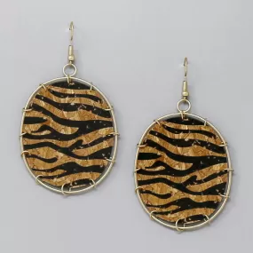 Cork Oval Dangle Earrings