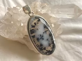 Dendritic Agate Brea Pendant - Long Oval