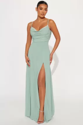 Drape Me Chiffon Maxi Dress - Sage