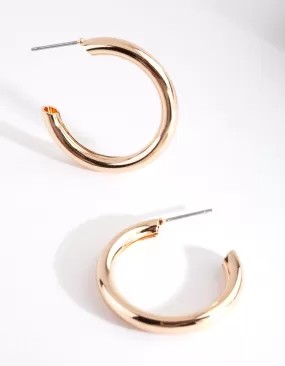 Gold Medium Smooth Hoop Earrings