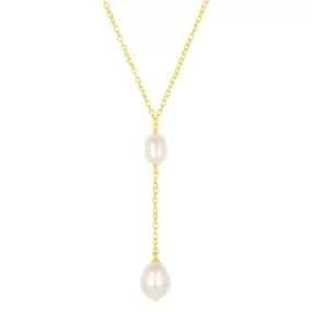 LULA PEARL LARIAT NECKLACE GOLD