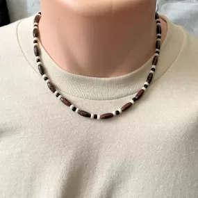 Mahogany Obsidian Mens Beaded Necklace