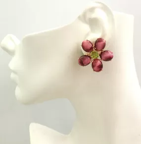 Red Tiger's Eye & Peridot Bloom Earrings