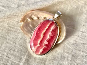 Rhodochrosite Naevia Pendant - XLarge Oval