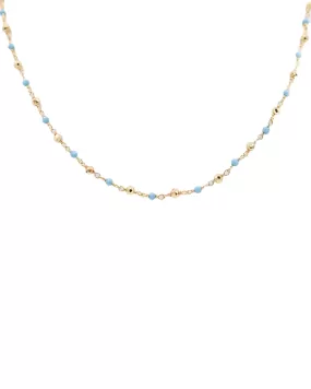 Turquoise & Golden Pyrite Long Necklace - 32